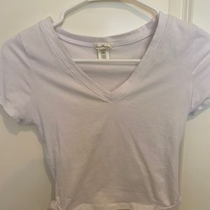 Plain V-neck body slim crop top